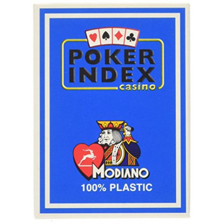 Cartes à jouer Poker Index Casino Modiano Bleu - 100 % Plastique