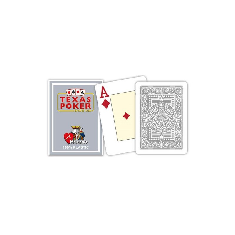 Cartes à jouer Texas Poker Modiano Grey - 100 % Plastique