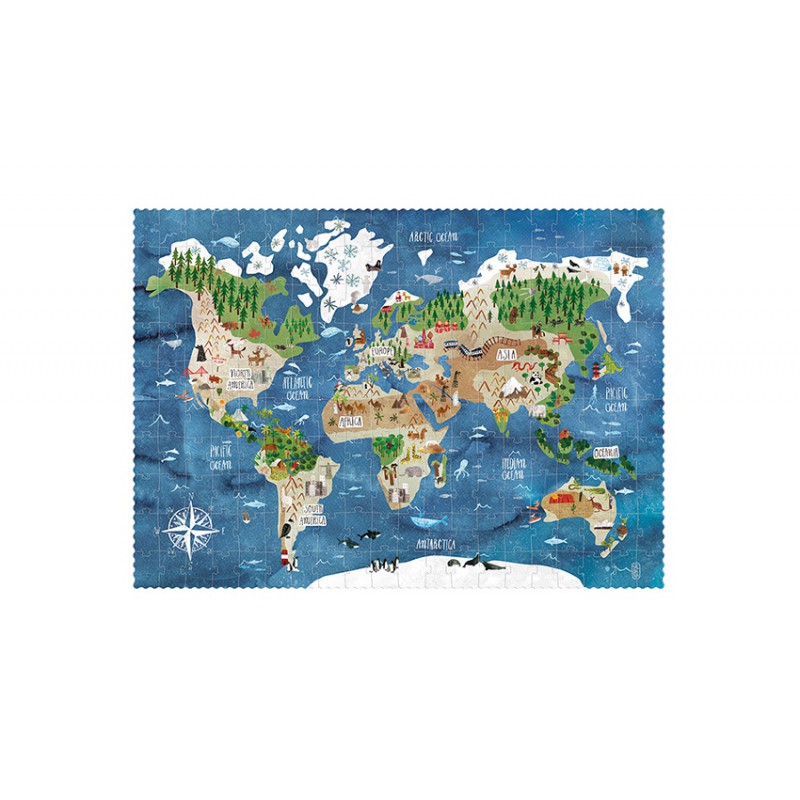 Puzzle 200 pièces : Carte du monde, Sean Sims - Educa - Rue des Puzzles