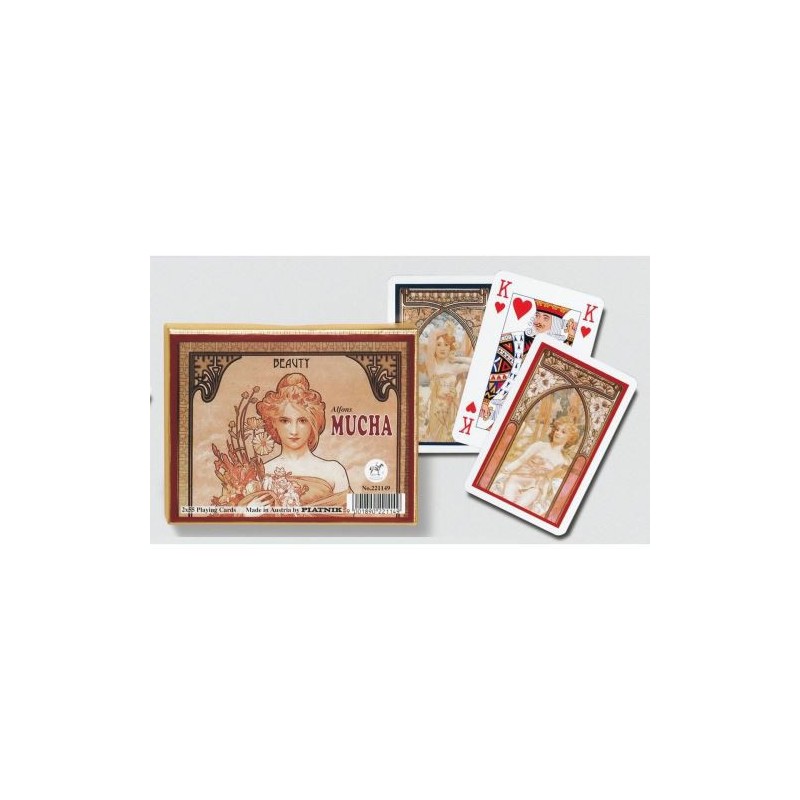 Coffret double - Cartes à jouer Mucha : Beauty