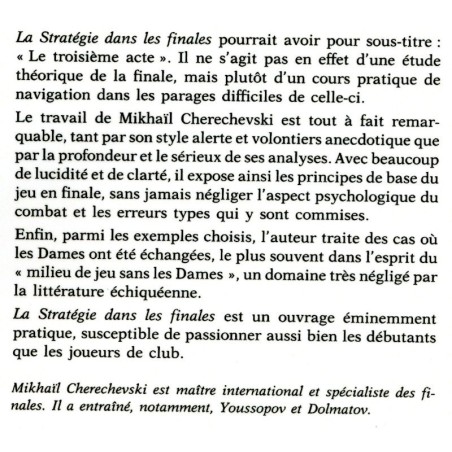 CHERECHEVSKI - La stratégie dans les finales
