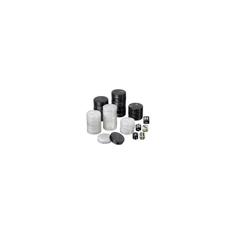 Pions de Backgammon Nacré Noir & Blanc - 28mm Pions de Backgammon Nacré Noir & Blanc - 28mm