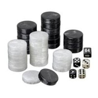 Pions de Backgammon Nacré Noir & Blanc - 28mm