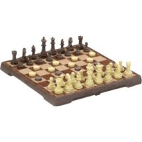 Echecs et Dames Magnétique - Simili Bois 24cm