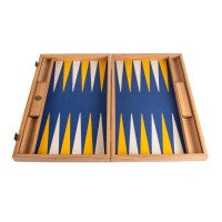 Backgammon Bois et Simili Cuir Royal Bleu 38cm