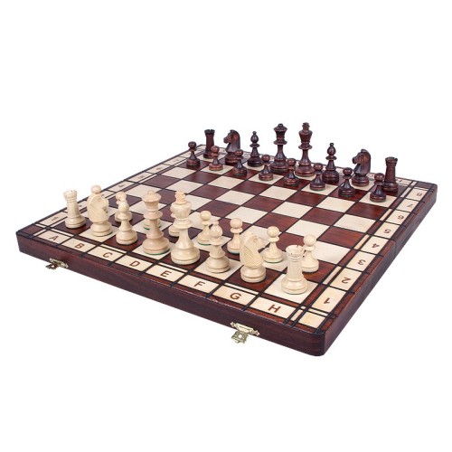 Coffret Jeu d'Echecs en Bois Brun Pliant - Taille 4