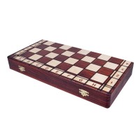 Coffret Jeu d'Echecs en Bois Brun Pliant - Taille 4