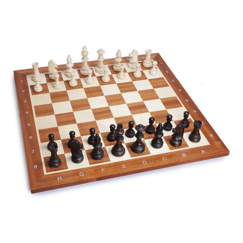 Jeu d'Echecs Club Orme/Acajou Taille 5 - Ensemble Complet