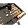 Backgammon Simili Cuir (Noir, Orange et Gris)
