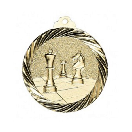 Médaille Echecs 32 mm Relief - Or, Argent ou Bronze