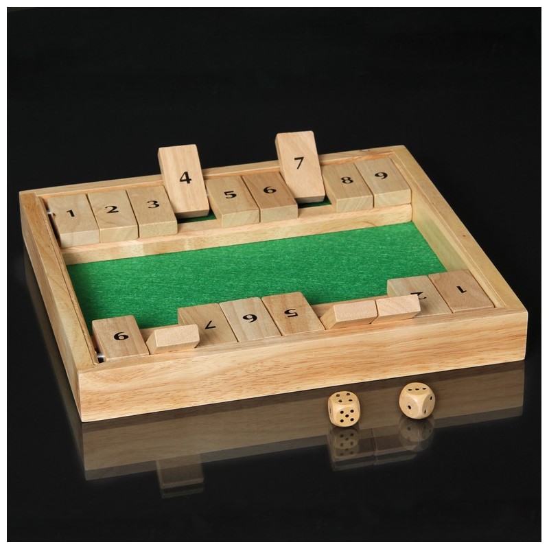 Jeu 'Shut The Box' En Bois Pour 2 Joueurs - Avec Dés Et Sac De Rangement - Jeu De Société éducatif De Calcul Mental