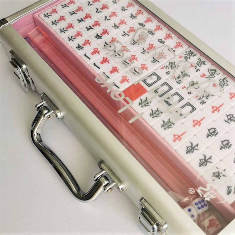 Ancien Jeu De Mah Jong Voyage – Tuiles Caramel Et Bakélite Rouge – Années 1930
