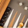 Backgammon Simili Cuir Autruche Beige, Gris et Marron