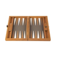 Backgammon Simili Cuir Autruche Beige, Gris et Marron