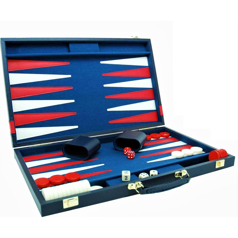 Backgammon Simili Cuir Bleu 46 cm Backgammon Simili Cuir Bleu 46 cm