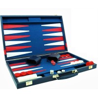 Backgammon Simili Cuir Bleu 46 cm