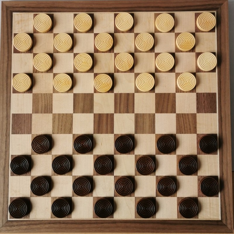Ancien Jeu De Dames En Bois - Vintage - Jeu De Société Rétro