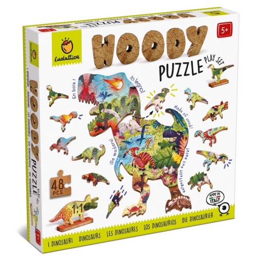 Puzzle 48 Pièces en Bois - Woody Puzzle : Dinosaures