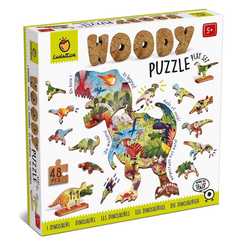 Puzzle 48 Pièces en Bois - Woody Puzzle : Dinosaures