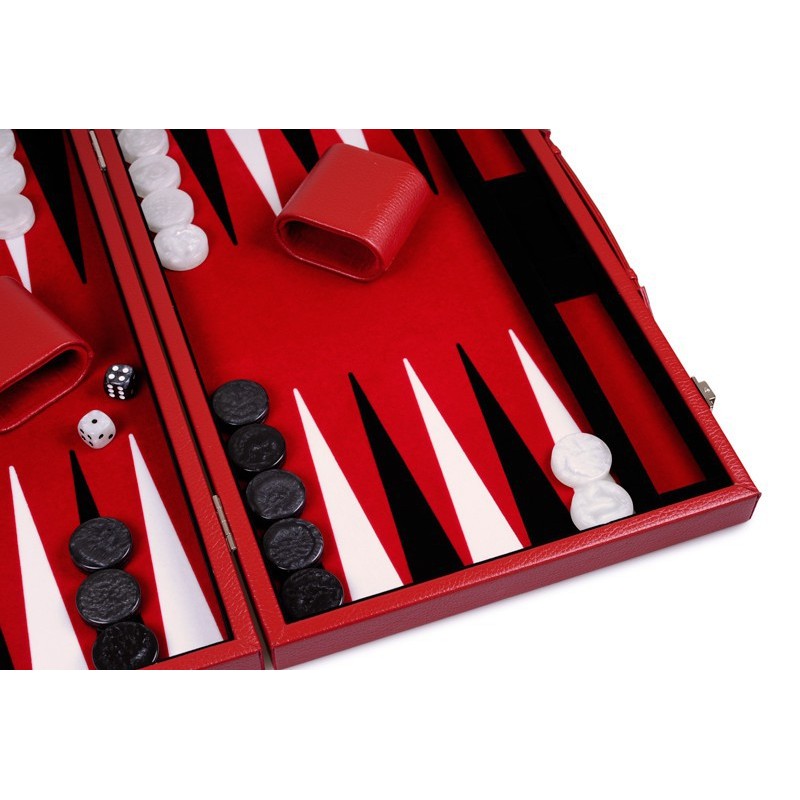 Backgammon Prestige Simili Cuir Rouge 46cm