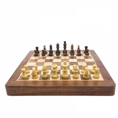 Jeu d'échecs en bois, grand plateau magnétique pliant avec 34 pièces  d'échecs intérieures, pour le rangement, jeu de société de voyage portable,  cadeau d'Halloween, de Thanksgiving et de Noël - Temu France