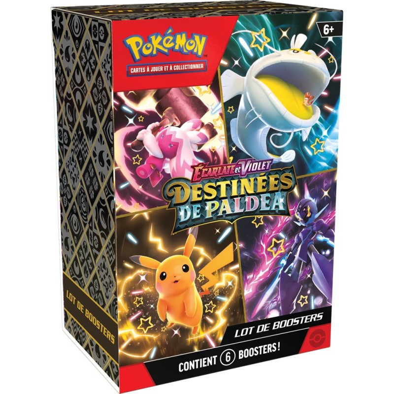 Lot de 6 Boosters Pokémon Destinées de Paldea (Ecarlate et Violet) Lot de 6 Boosters Pokémon Destinées de Paldea (Ecarlate et Violet)