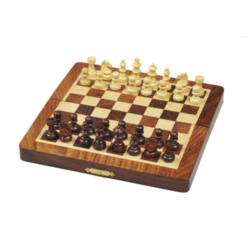 Jeu d'Echecs Acacia Magnétique Pliant 20cm