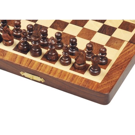 Jeu d'Echecs Acacia Magnétique Pliant 20cm