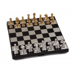 Coffret d'échecs magnétique pliant or et argent - petit modèle