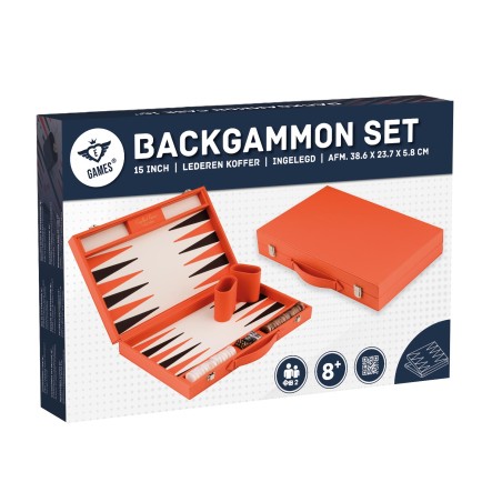 Backgammon Cuir Vegan Orange 38cm