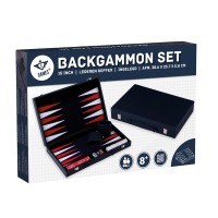 Backgammon Cuir Vegan Bleu 38cm