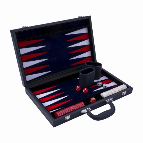 Backgammon Cuir Vegan Bleu...