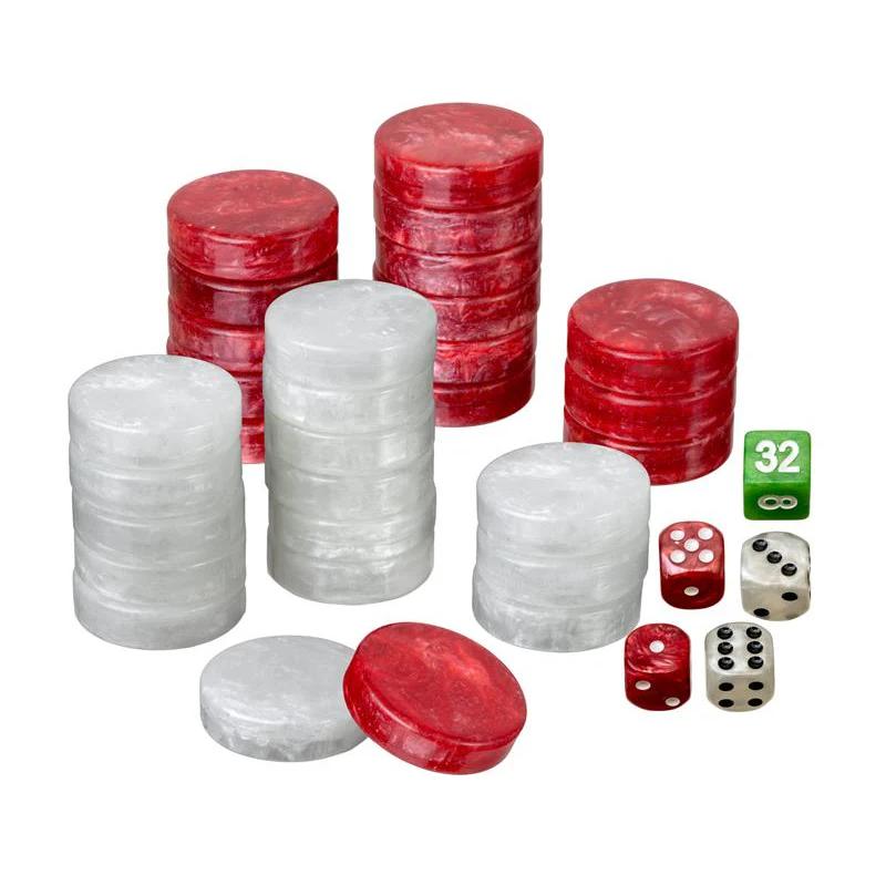 Pions de Backgammon Rouge et Blanc 28 x 8 mm