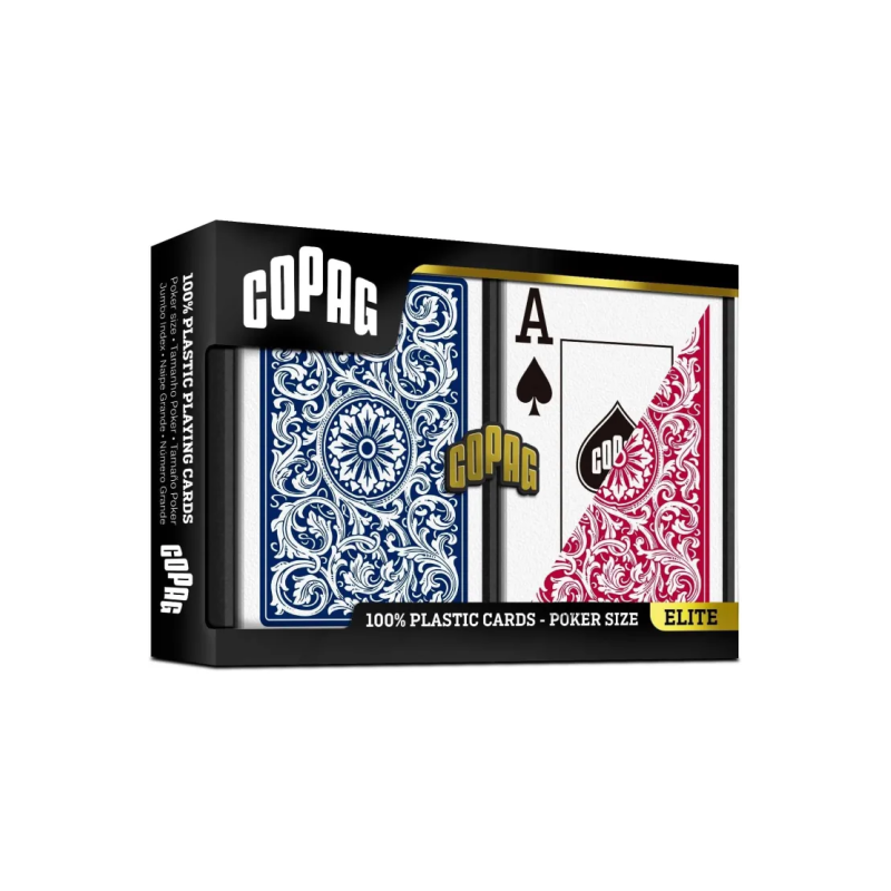 Coffret de 2 Jeux de Cartes 100% Plastique COPAG Jumbo Bleu et Rouge