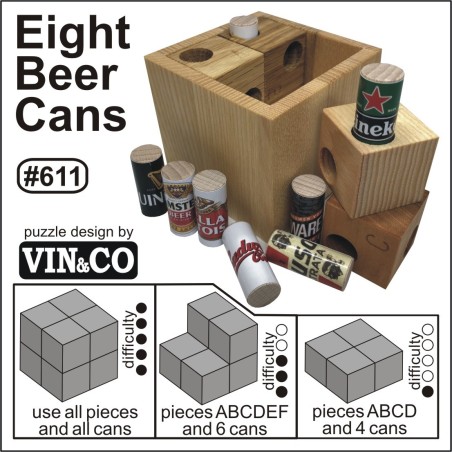 Casse-Tête Huit Canettes en Bois