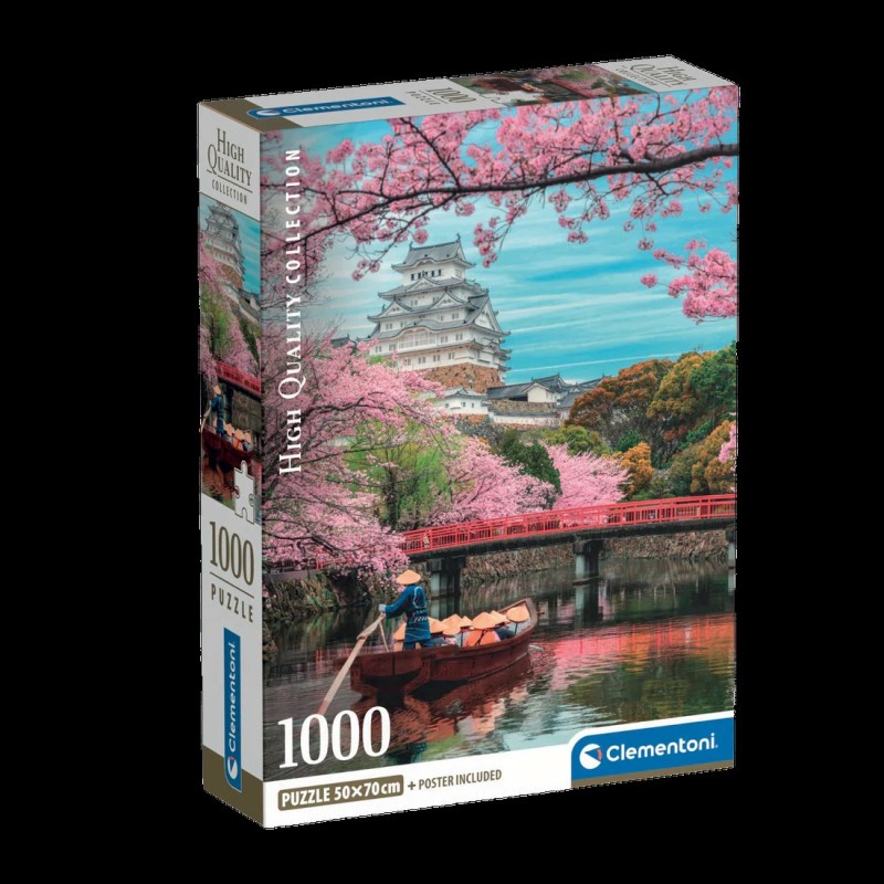 Clementoni Puzzle 1000 Pièces – Château De Himeji Au Printemps – Boîte Compacte – Made In Italy – 70x50 Cm