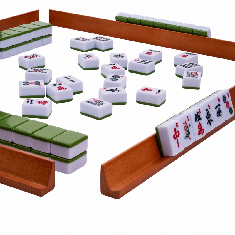 Cabilock Poussoirs De Carreaux De Mahjong en Bois Support Et Poussoir pour Jouer Jeu De Mahjong Américain Plateaux D'organisation De Dominos 4 Pièces