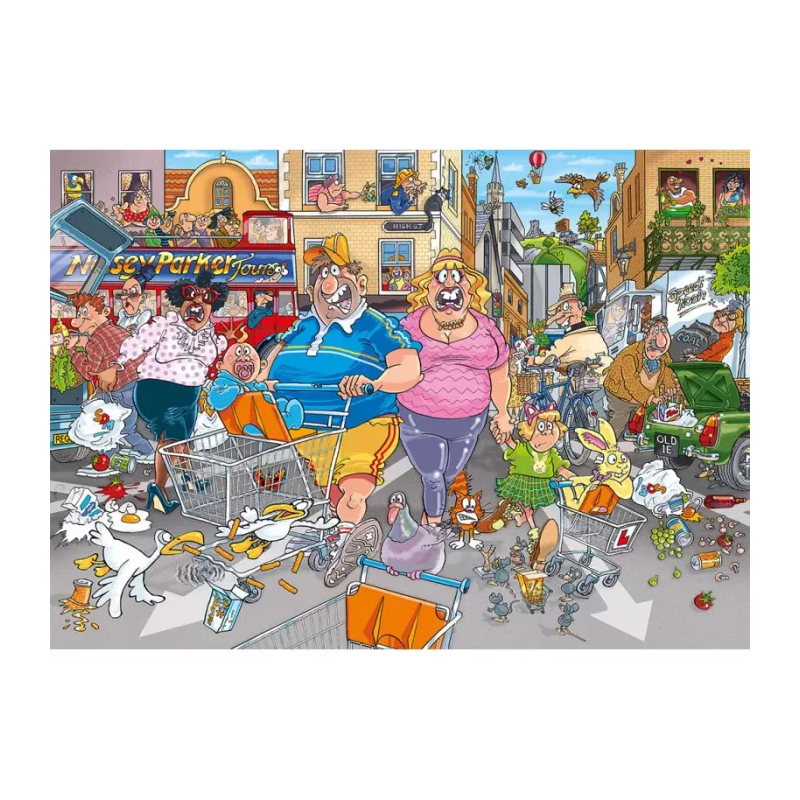 Puzzle 1000 pièces Wasgij n°46 : Frénésie D’achat Dans L’allée Centrale !