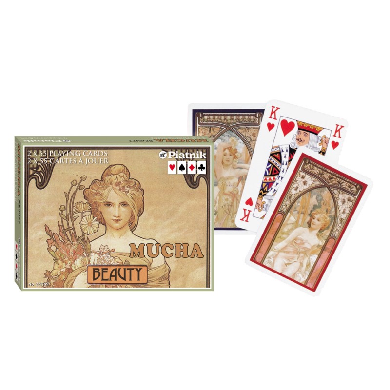 Coffret double - Cartes à jouer Mucha : Beauty