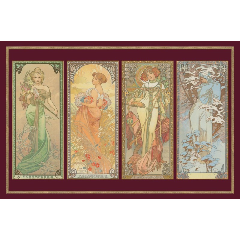 Puzzle 1000 pièces Métallique - 4 Saisons de Mucha