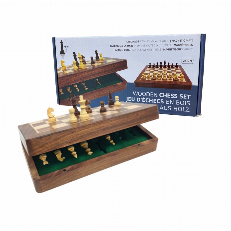 Jeux d'échecs Bois d'Acacia Magnétique Pliant 25cm