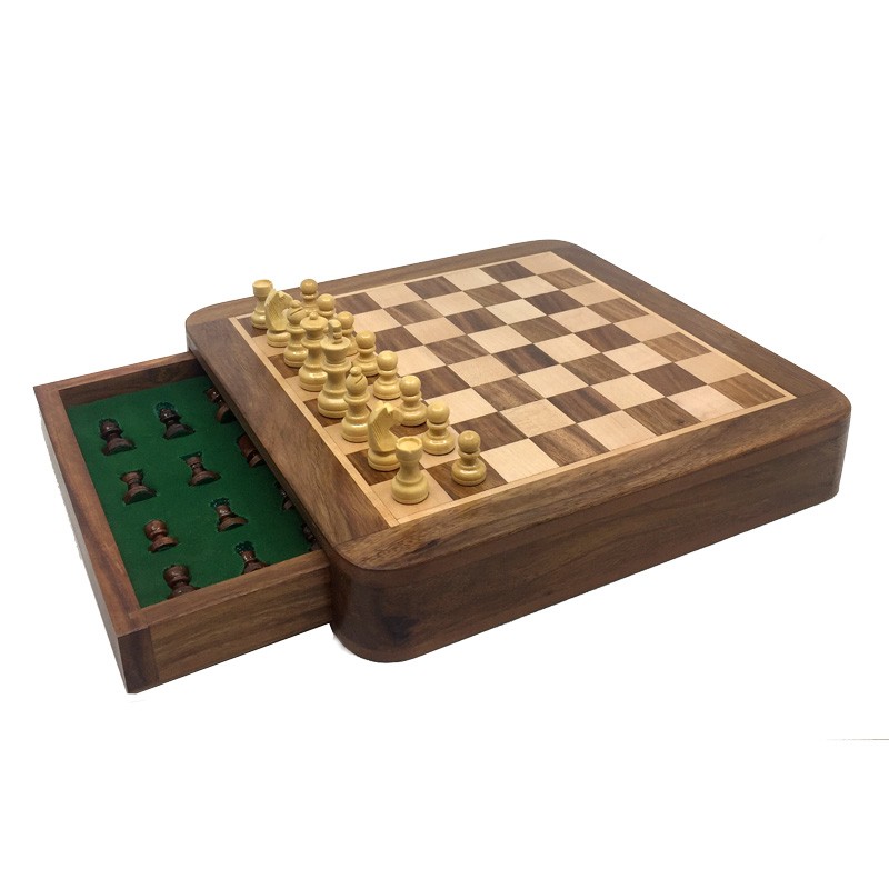 Echecs Magnétique Palissandre à Tiroirs 25cm