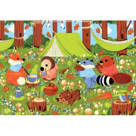Puzzle en bois 12 pièces - Camping entre amis