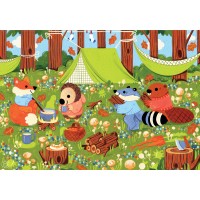 Puzzle en bois 12 pièces - Camping entre amis