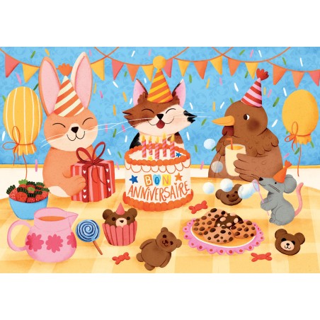 Puzzle en bois 24 pièces - Le goûter d'anniversaire