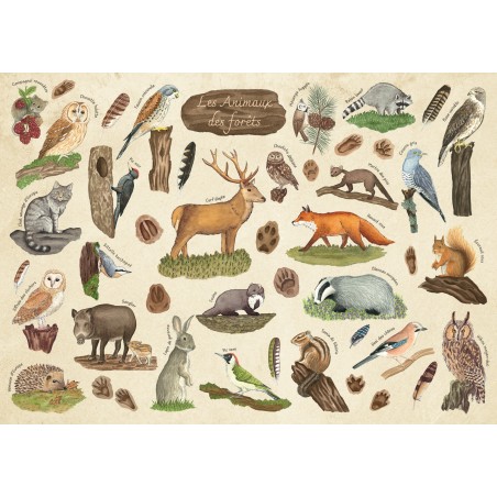 Puzzle en bois 50 pièces - Les animaux de la forêt