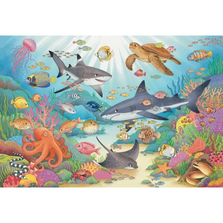 Puzzle en bois 50 pièces - Le récif corallien animé