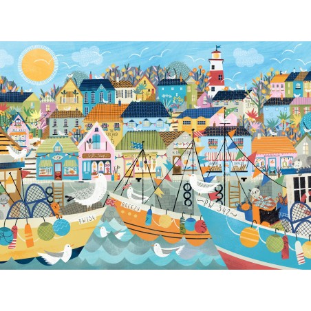 Puzzle en bois 100 pièces - Le port de la côte