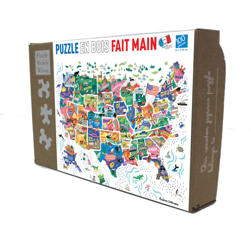 Puzzle en bois 100 pièces - La carte des Etats-Unis