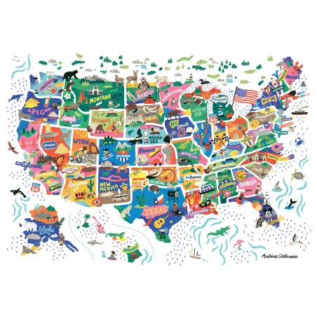 Puzzle en bois 100 pièces - La carte des Etats-Unis